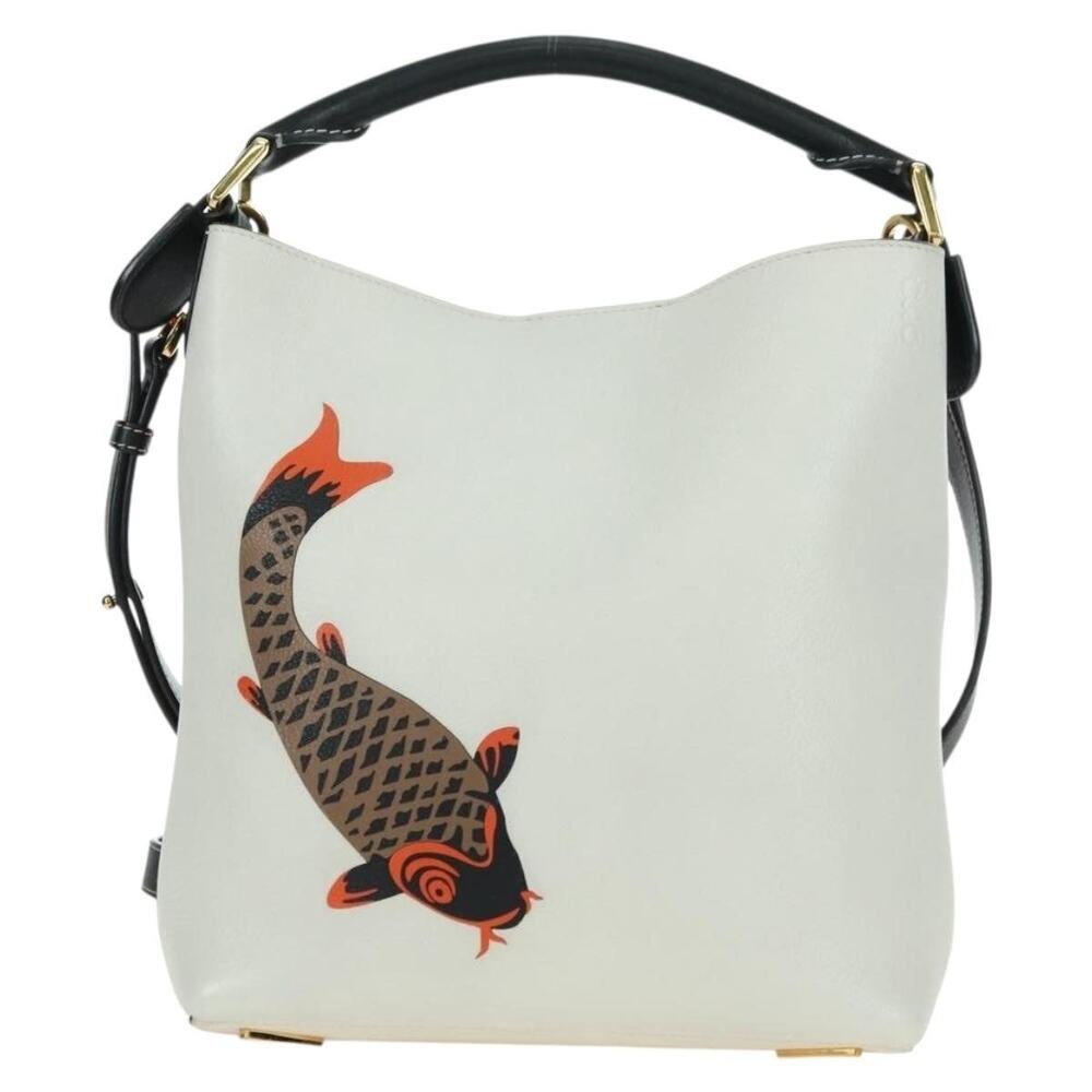 Loewe Leather Shoulder Bag White Gold